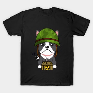 Cute french bulldog is a military pet T-Shirt